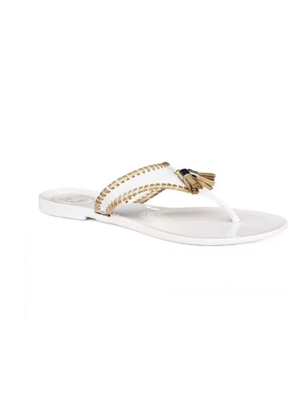 NIB Jack Rogers Alana Tassels Jelly Flip Flop Sandals in White / Gold